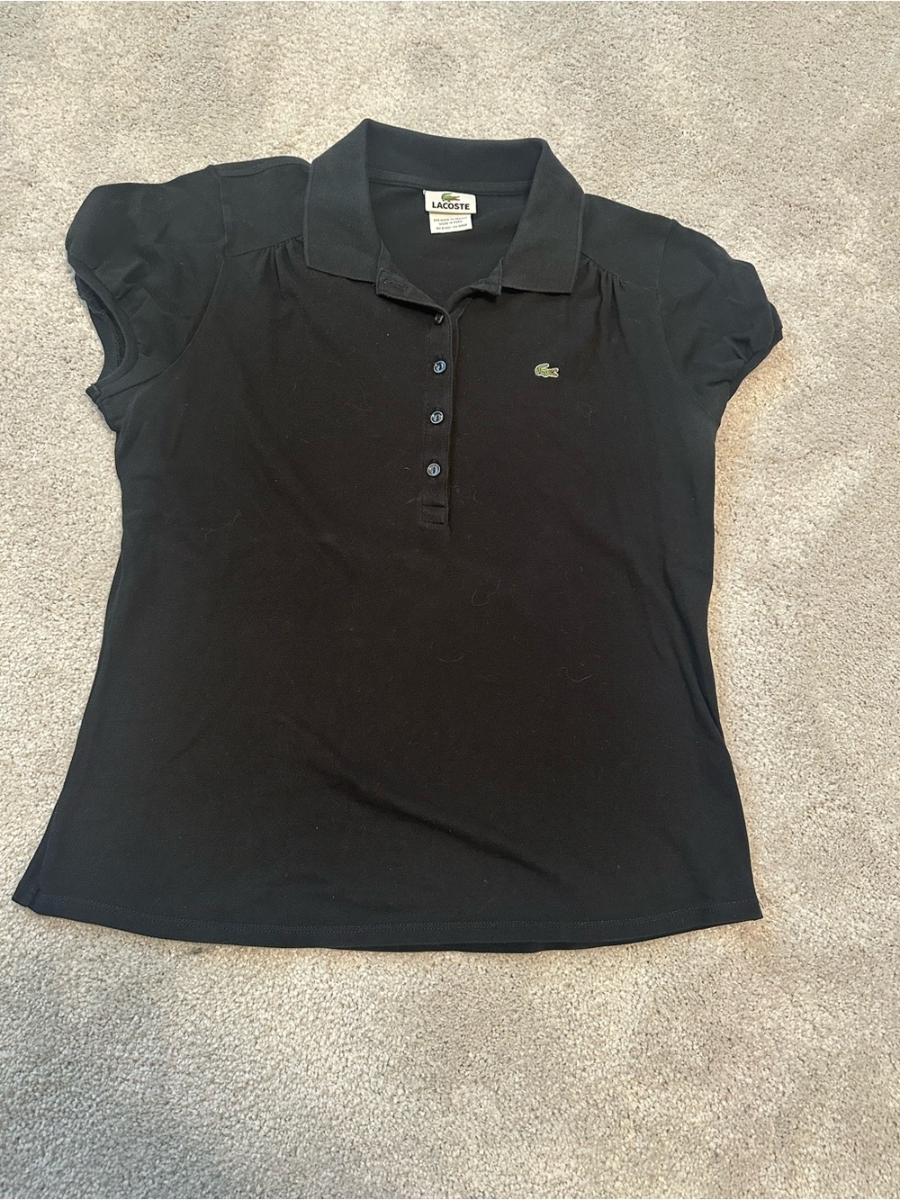 Lacoste Black Women's 5 Button Polo with Crocodile Logo Size EU 42
